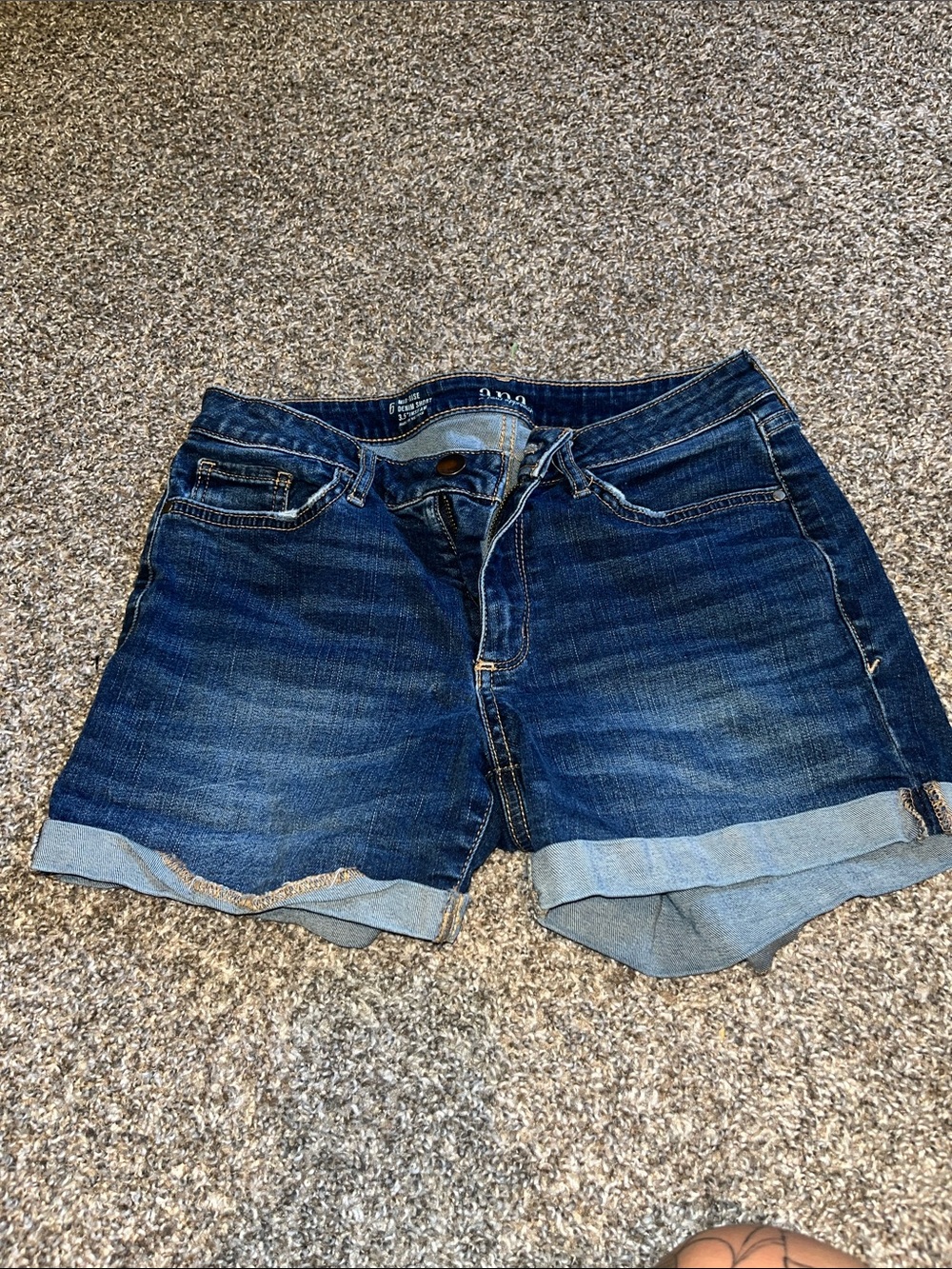 a.n.a Women's Dark Blue Rolled Hem Denim Shorts